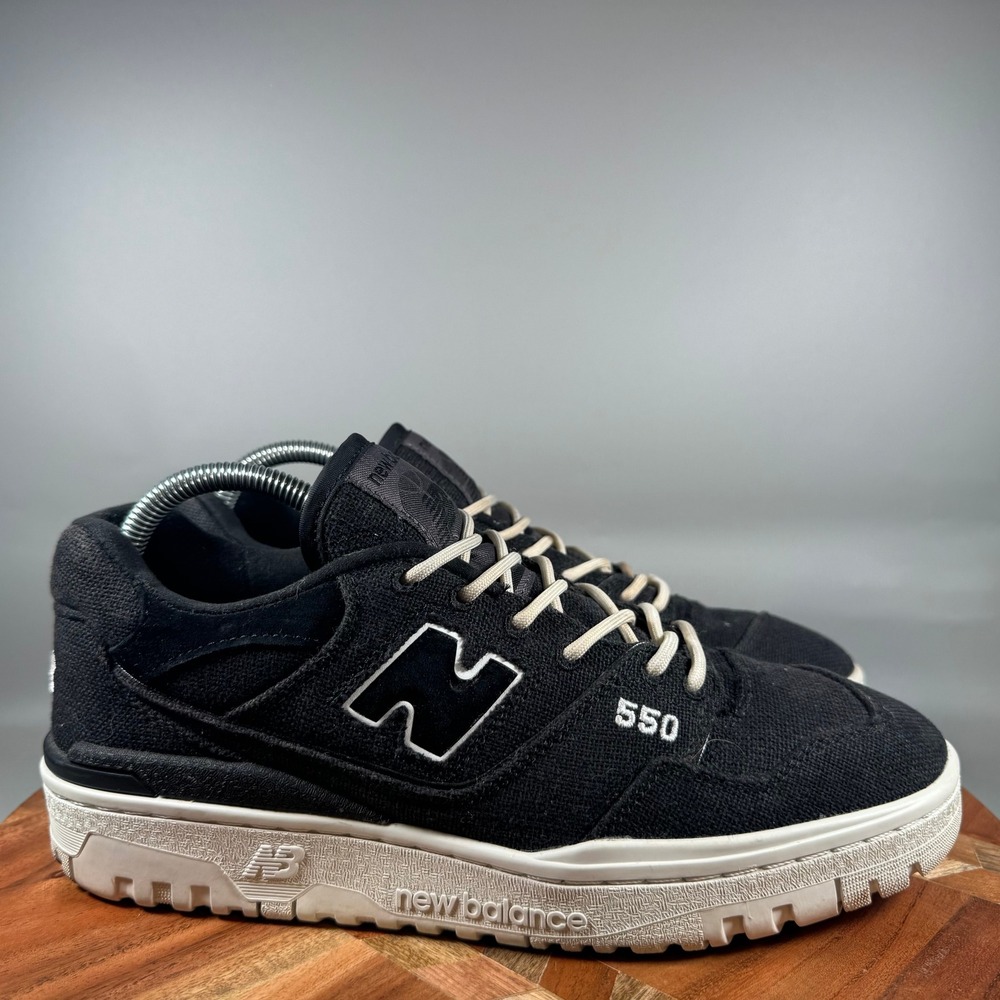 New Balance 550 Black Canvas White Cream Sneakers BB550MDB Mens 9